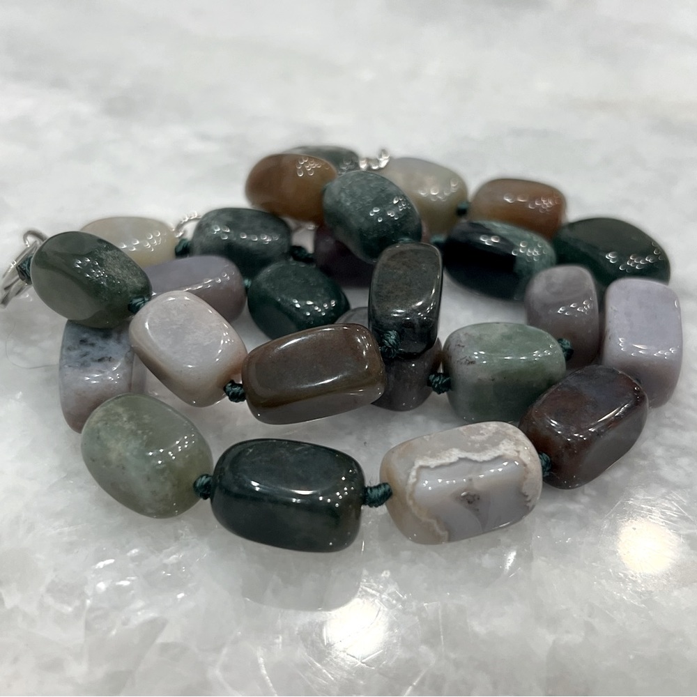 Large Indian Agate Rectangular Bead Necklace - image 5
